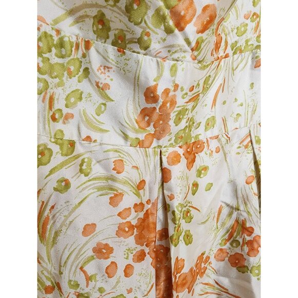 Talbots Women's Sleeveless Floral Dress Size 8 100% Silk Fit & Flare Pockets - Picture 5 of 6